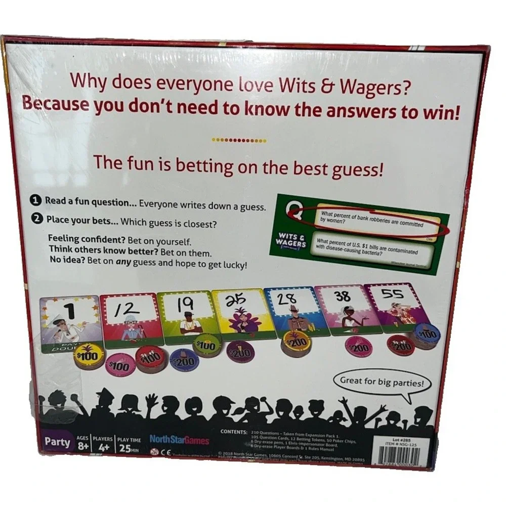 Wits & Wagers Party Edition Board Game Sealed NorthStar Games Family Trivia(5/#0